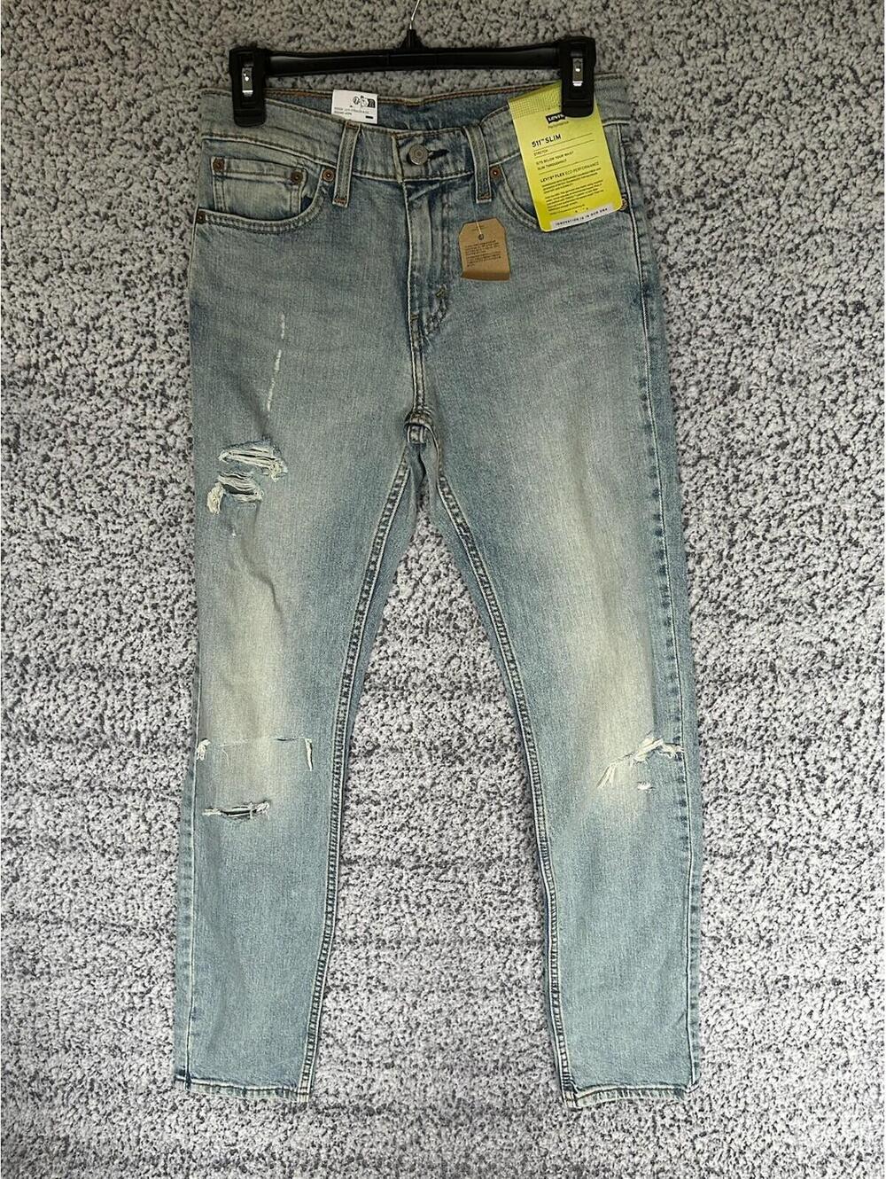 Levi’s 511 Slim Distressed Stretch Jeans Light Wash 29x32 NWT